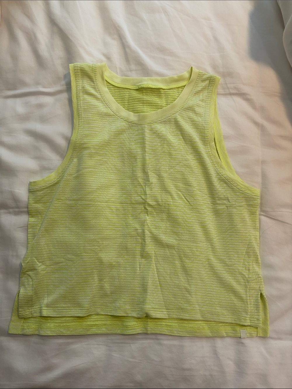 Lulu Lemon Lightweight Neon Yellow Striped Tank Top